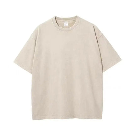 American Style Retro Heavyweight Solid Color Short Sleeved T-shirt Men Women Summer Street Trendy Washed Old Oversized Clothes