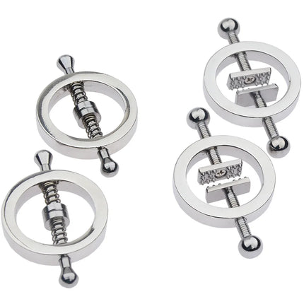 Stainless Steel Adjustable Nipple Clips - Erotic Nipple Stimulation, Breast Bondage Restraint, BDSM Fetish Toy for Women