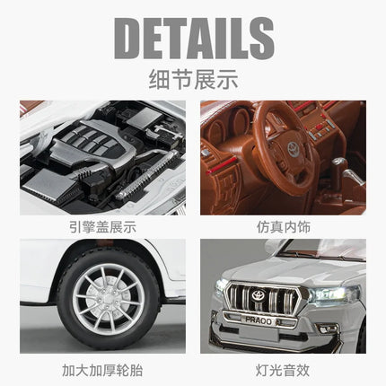 1:24 Prado Off Road SUV Alloy Metal Diecast Model Car Home Decoration Hobby Computer Desktop Ornaments Holiday Present