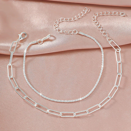 LATS Shiny Sparkling Simple Anklet for Women Gold Silver Color Elegant Jewelry Female Beach Ankle Bracelet on Foot Party Gift