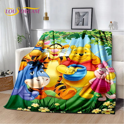 Cute Winnie Pooh Bear Cartoon Soft Flannel Blanket for Bed Bedroom Sofa Picnic,Throw Blanket for Outdoors Leisure Gift Kid Cover