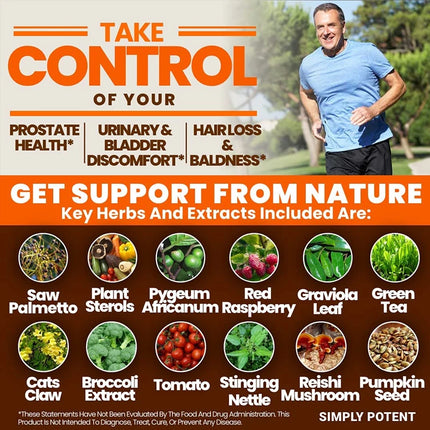 Saw Palmetto, 33 Vitamins & B6, Zinc, Selenium - Prostate Supplement for Men