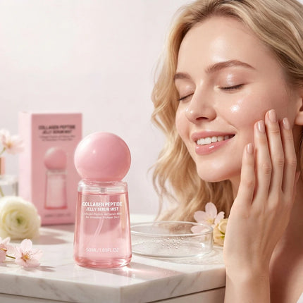 Collagen Peptides Jelly Serum Mist Moisturizing Face Sprayable Hydrogel for Smooth Looking Skin Travel Size Skin Care Gift Women