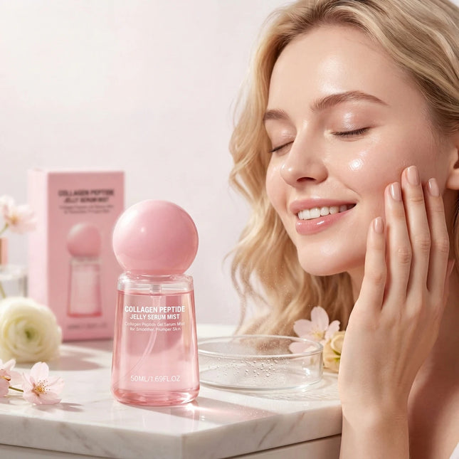 Collagen Peptides Jelly Serum Mist Moisturizing Face Sprayable Hydrogel for Smooth Looking Skin Travel Size Skin Care Gift Women