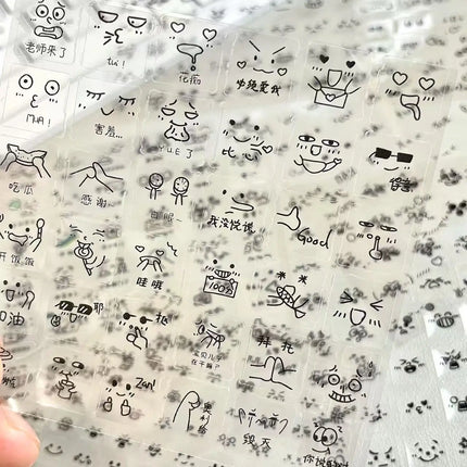 10Pcs Cute PET Emoticon Stickers DIY Journal Scrapbooking Decorative Material Stickers Kawaii Handbook Meme Stickers Kids