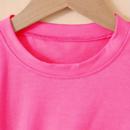 Girls Aged 4-12 Outdoor Casual Round Neck Short-Sleeve Soda Can + Leopard Print Bow Comfortable Versatile Regular Fit Top 2026 New Style T-Shirt Clothing