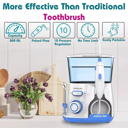 Waterpulse V300 Electric Water Flosser High Pressure Oral Irrigator for Teeth Cleaning Braces Gum Care 5 Nozzles Portable