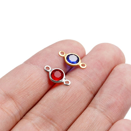 10pcs/lot Stainless Steel Crystal Round Double Ring Pendants for DIY Bracelet Necklace Beads Jewelry Making Accessories