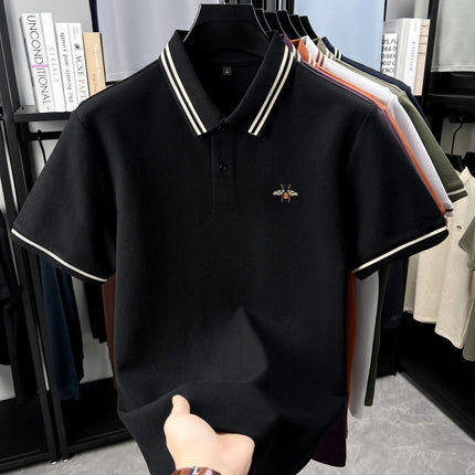 100% pure cotton summer men's polo short sleeve T-shirt business casual breathable cozy delicate popular stylish embroidered top