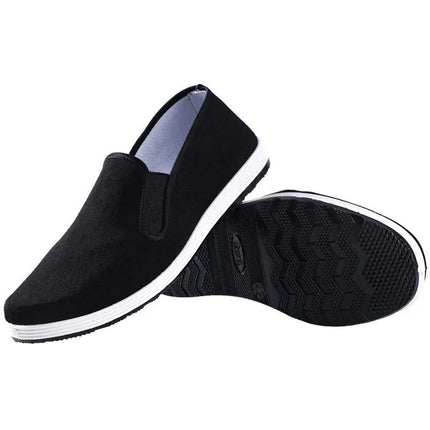 Beijing Men's Cloth Shoes Black Rubber Sole Casual Versatile Slip-On Low Cut Breathable Comfortable All-Season Footwear