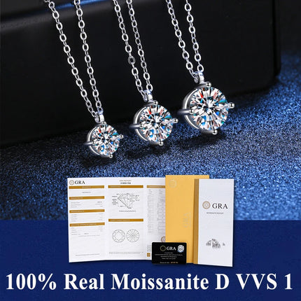 Classic 4 Prong Moissanite Pendant for Couple Men Women Wedding Jewelry Necklace D Color Lab Diamond Luxury Fine Jewelry