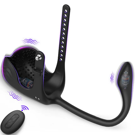 3 in 1 Anal Plug Vibrator Testicle Taint Stimulator Vibrating Cock Ring Remote Control Male Prostate Massager Sex Toy for Couple