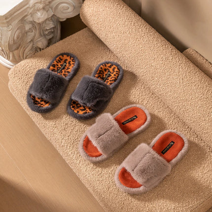 Smile Pop Winter Women Slippers Indoor House Women's Slippers Short Plush Warm Slippers For Women Flat Rubber Sole Women Shoes