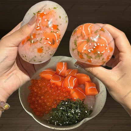 Food Stress Ball Rice Ball Squishy Fidget Toy Non-Bounce Squeeze Ball ASMR Sensory Toy Anti Stress Toy For Adult Hand Exercise