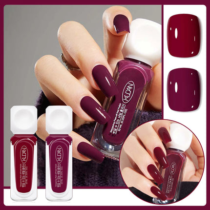 2pcs/set 10ml Water-Based Peel-Off Nail Polish Kit Red Pink Long Lasting Quick Drying No Lamp Needed Nail Art Nail Supplies