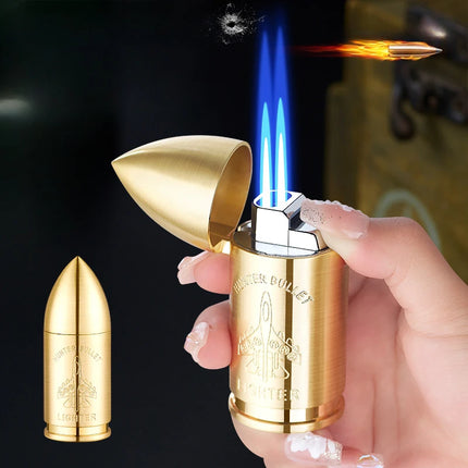 Metal Creative Bullet Sculpture Windproof Double Jet Flame Gas Torch Lighter Decoration Collection Cigar Lighters Gifts For Men