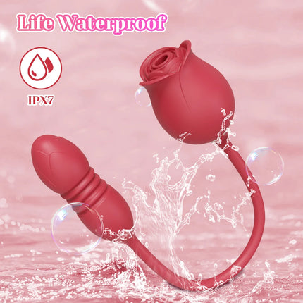 Rose Sucking Sex Toys Dildo Vibrator for Women 3-in-1 Thrusting G-Spot Anal Vibrators Stimulator Female Vibrating Egg Adult Toys