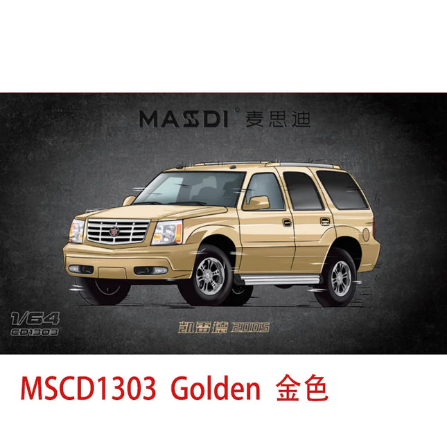 MASSDI Diecast 1/64 Scale 2005 Escalade SUV Alloy Simulation Car Model Classic Collection Souvenir Boy Gift Display Oranment