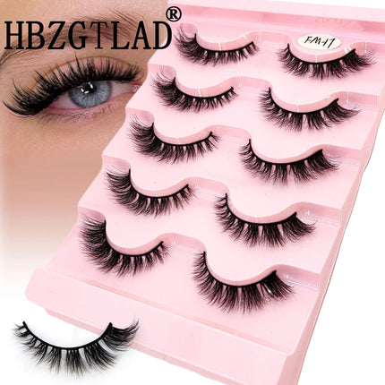 HBZGTLAD 3D natural cat eye fluffy soft cross 5 pairs of comic eyelashes Wispy natural eyelash extension eyelashes