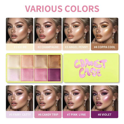  8-Color Eyebrow Cream Blush Curve Case Cream Cosmetics Palette Matte Shimmer Finishes Shadow Tones Long-Lasting Cosmetics