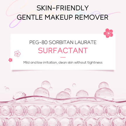 LAIKOU Japan Sakura Makeup Remover: The Ultimate Sensitive-Skin Solution for Deep Cleansing and Gentle Makeup Removal 100ml