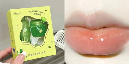 Moisturizing Lip Balm Set Blueberry Peach Light Hydrating Lip Gloss Relieve Dryness and Remove Dead Skin Soothing Tender Lips