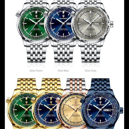 POEDAGAR Fashion Watches For Man Stainless Steel Date Week Quartz Men Clock Waterproof Luminous Luxury Military Men's Wristwatch