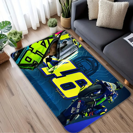 Racing Theme Carpet Mat Rug - Motorcycle & Sports Car Design Home Decoration for Game Room Living Room Rugs for Bedroom Carpet