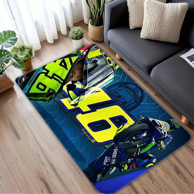 Racing Theme Carpet Mat Rug - Motorcycle & Sports Car Design Home Decoration for Game Room Living Room Rugs for Bedroom Carpet