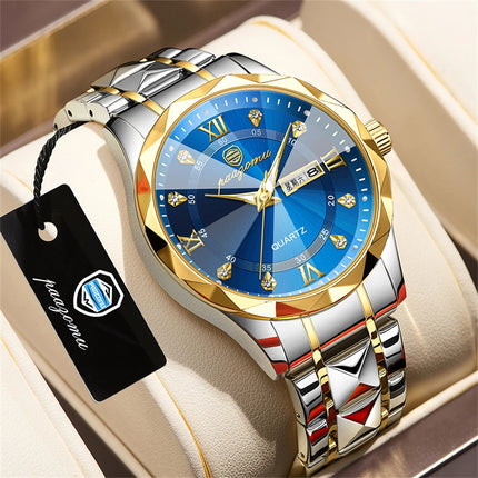 PAAZOMU Men's Wristwatch Top Brand Luxury Waterproof Luminous Date Week Men's Watches Stainless Steel Quartz Men's Watch Male reloj