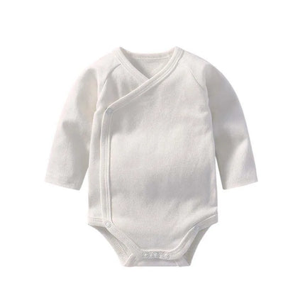 Newborn Baby Bodysuit 0 To 3 Months 100% Cotton Slanting Open Button Solid Color Long Sleeve Jumpsuits Baby Boy Girl Clothes