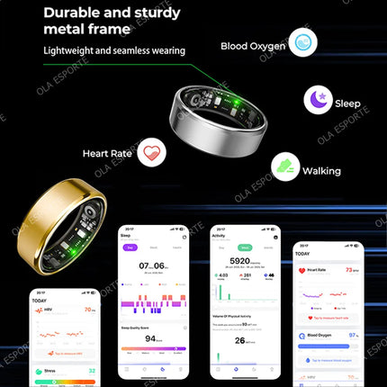 2026 New Smart Ring Heart Rate/Health Sleep Monitor Multi Sport Modes IP68 & 10ATM Waterproof Use Time 3 Days Rings Gift For Man