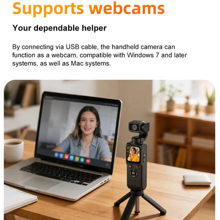 4K Ultra HD Action Camera 330° Face Tracking Gimbal Stabilizer 1.72 Inch Touch Screen 64MP Pocket Digital Camera WiFi Sports Cam