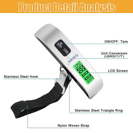 Portable Scale Digital LCD Display Electronic Scale Weight Suitcase Travel Weighs Baggage Bag 110lb/50kg  Weight Balance Tool