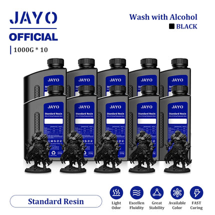 JAYO Standard/ABS-Like/PA-Like/High Temp/Though Resin 10KG 395-405nm UV Curing  Photopolymer Rapid Resin for LCD/DLP 3D Printer