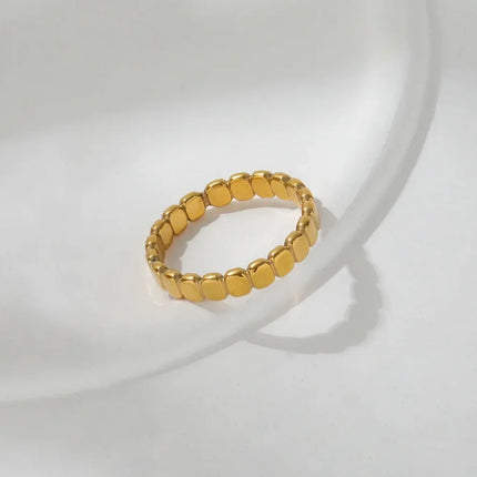 2/4mm Tiny Thick Selection Gold Color Beaded Stainless Steel Rings for Women Retro Statement Plain Band Knuckle Stacking Jewelry