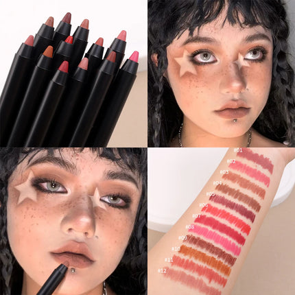 Long Lasting Lip Liner Colorful Matte Lip Liner Pencil Contour Tint Lipstick Tattoo Non-stick Cup Moisturizing Makeup Cosmetic