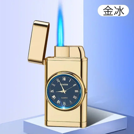 Rocker Arm Watch Metal Unusual Gas Lighters Jet Butane Torch Lighter Windproof Cigarette Cigar Lighter Gadgets for Men