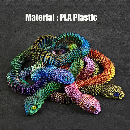 60CM 3D Printed Snake Rotatable Joints Snake Figurines Creative Home Office Desktop Crafts Ornament 2025 New Year Crafts Gift
