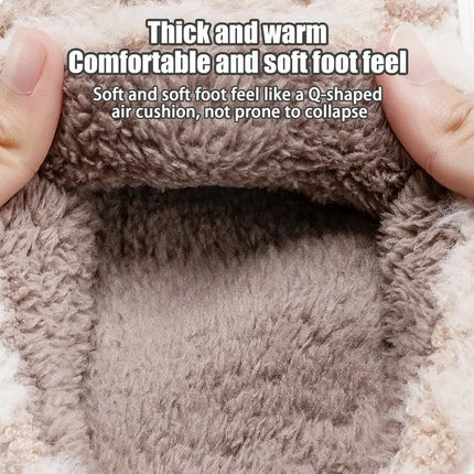 Fashion Couple Winter Toe Wrap Warm Plaid Plush Slippers Men Women Thick Soft Sole Slides Indoor Floor Flat Home Non-slip Shoes
