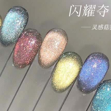 KASI Float Light Jump Gold Cat Eye Gel Nails Polish 15ml Magnetic Gel Flash Semi Permanent Soak Off Nail Gel For Nail Salon