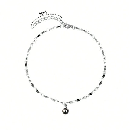 DGIDDK Stainless Steel Chain Fortune Beads Pendant Female Anklet New Fashion Versatile Commuting Personality Simple Anklet