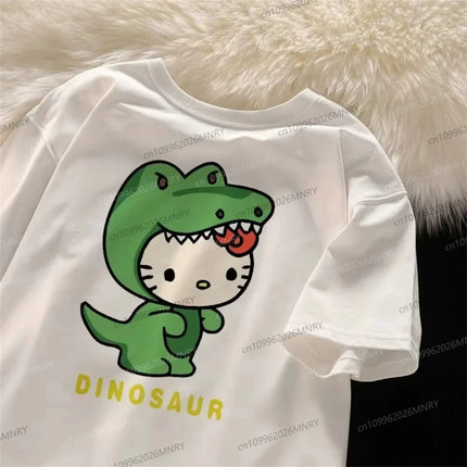 Hello Kitty Tshirt prints New Anime Kid Tshirt Cute Fashion Pure Men Cotton T-shirt Women's High Quality Casual Wear Kid T-shirt