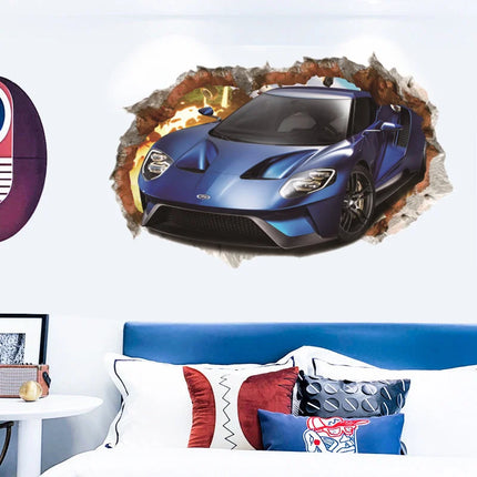 3D Supercar Vehicle Wall Stickers Wild jeep Broken Wall Poster Wall Art Car Decal Kids Room Decoration murals Boys Favors