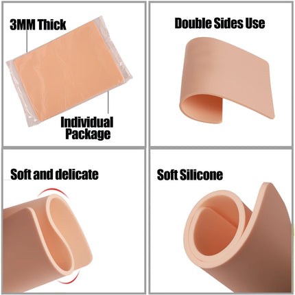 3MM Thick Tattoo Practice Skin Blank Double Sides Silicone Fake Skin for Permanent Makeup Training Tattoo Skin Accessories