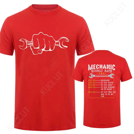 Men's T-Shirt Tops Mechanic Hourly Rate Unique Tee Shirt Male T-shirt Car Fix Engineer Graphic Design T-Shirt Clothing Gift Idea