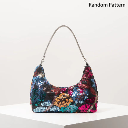 Shoulder Bag,Floral Pop,Sequin Bag,Embroidery,Gala Night,Party Outfits,Prom Bag,Wedding Items,Elegante,Valentine,Random Pattern