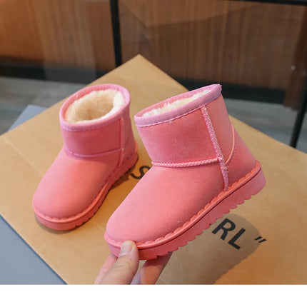 Children Snow Boots Leisure Thick Fur Platform Winter Kids Short Boot Four Colors Slip-on Unisex Concise Style Boys Girls Shoes