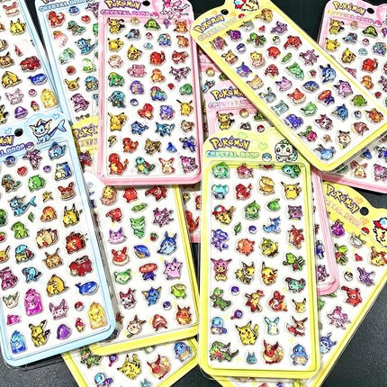 Anime Pokemon 3D Embossed Solid Stickers Mosaic-style Pikachu Charmander Squirtle Bulbasaur Pop-Up Sticker Decals Toy