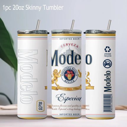 20oz Creative Corona Light Beer Can Modelo Stainless Steel Skinny Tumblers Vacuum Cup With Lid straw Keep Hot Cold Water Bottle